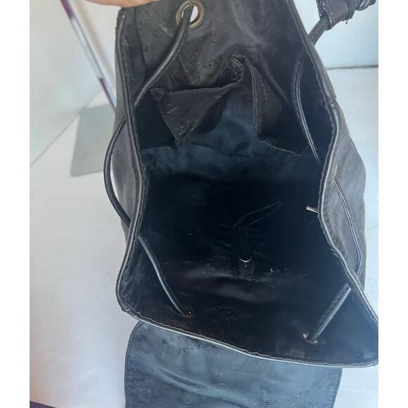 Sereta Premium Soft Black Leather Gold Accent Mini Backpack Shoulder Bag Purse - Picture 8 of 14